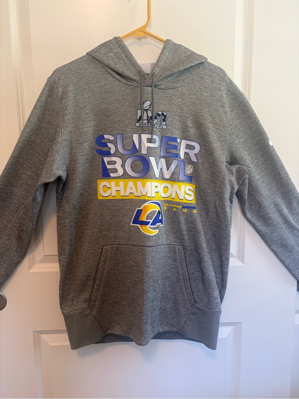 Nike Los Angeles Rams Super Bowl LVI Champions Hoodie Men’s Medium Gray Dri-FIT